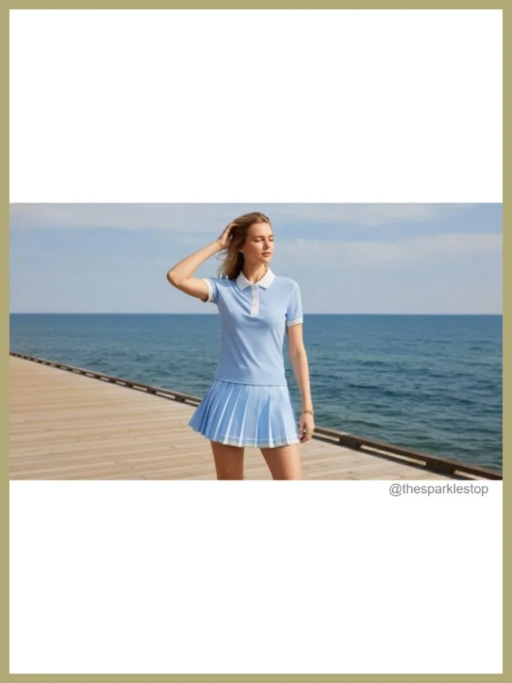 Women's Golf Tennis Skirt Set with Polo Top, Pleated Skort, Built-in Shorts,